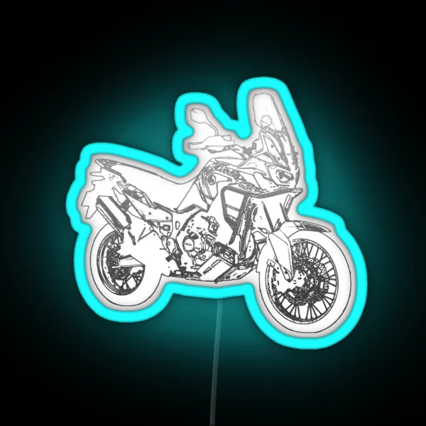 Honda CRF 1000 Africa Twin Pencil Silhouette Motorcycle RGB Neon Sign