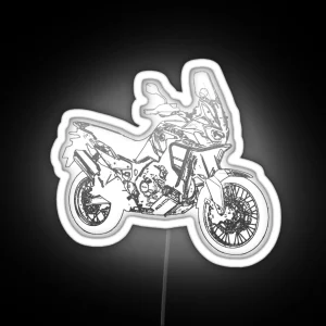 Honda CRF 1000 Africa Twin Pencil Silhouette Motorcycle Enduro Touring RGB Neon Sign