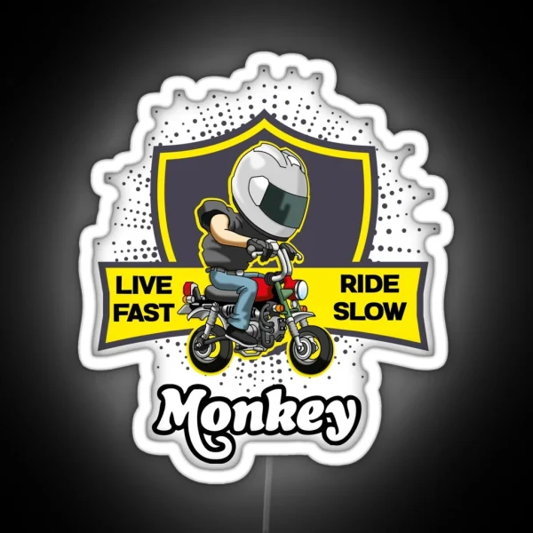 HONDA MONKEY LIVE FAST RIDE SLOW NEW 2022 DESIGN RGB Neon Sign