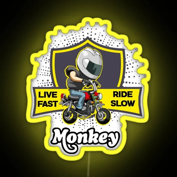 HONDA MONKEY LIVE FAST RIDE SLOW NEW 2022 DESIGN RGB Neon Sign