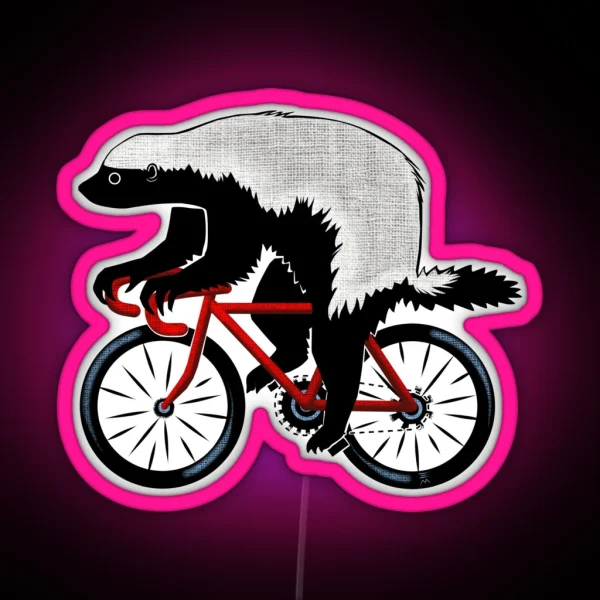 Honey Badger On A Bicycle RGB Neon Sign