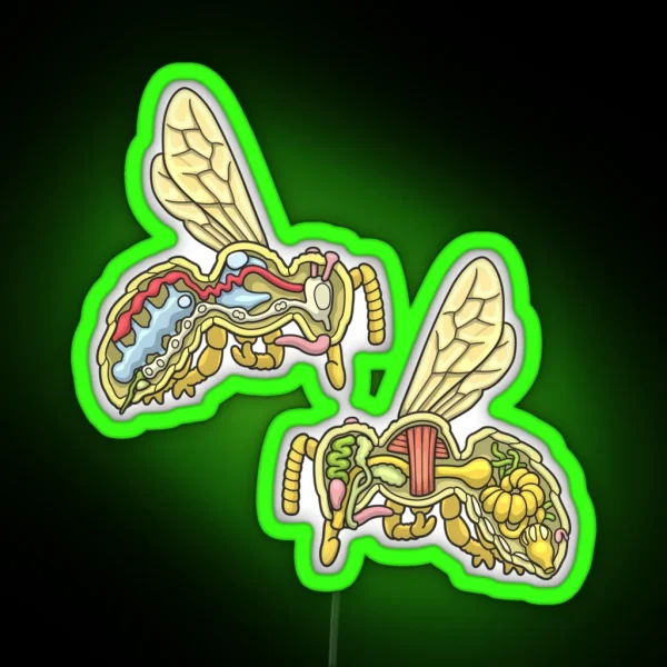 Honey Bee Anatomy Illustration RGB Neon Sign