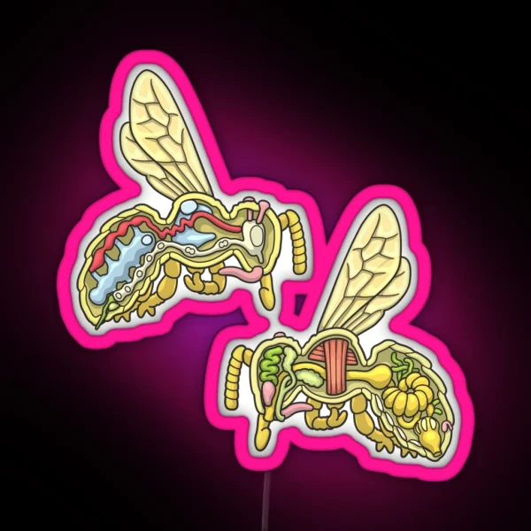 Honey Bee Anatomy Illustration RGB Neon Sign