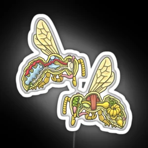 Honey Bee Anatomy Illustration RGB Neon Sign