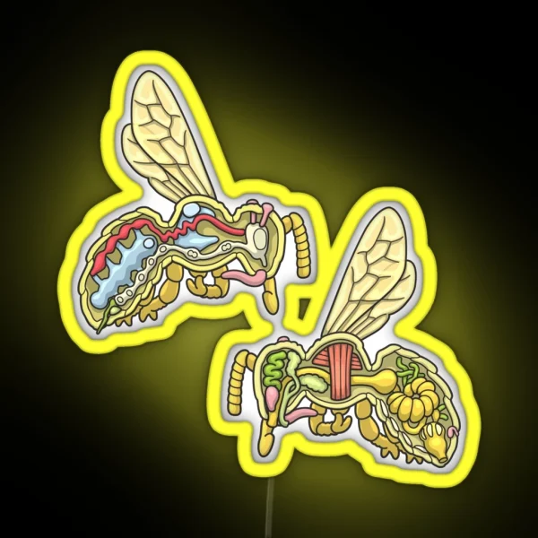 Honey Bee Anatomy Illustration RGB Neon Sign