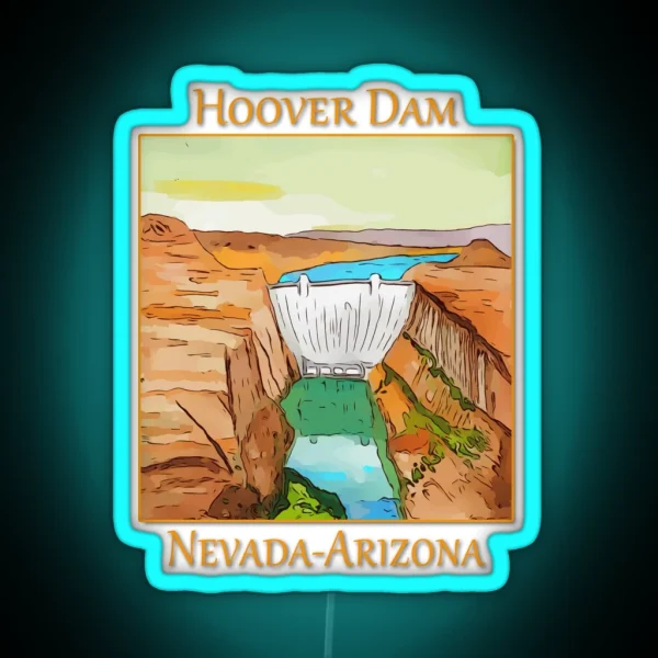 Hoover Dam On The Colorado River On The Nevada Arizona RGB Neon Sign