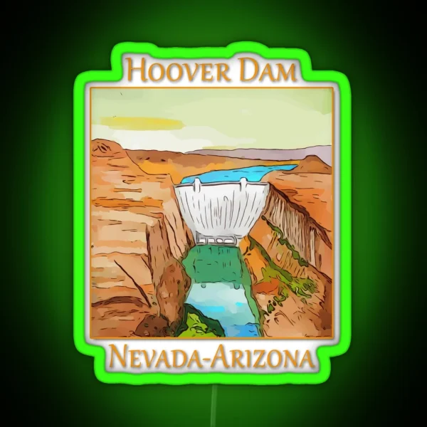 Hoover Dam On The Colorado River On The Nevada Arizona RGB Neon Sign