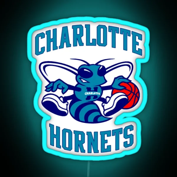 Hornets Charlotte Logo Purple RGB Neon Sign
