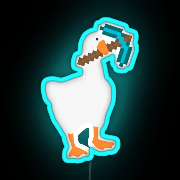 Horrible Goose Stolen Diamond Pickaxe RGB Neon Sign