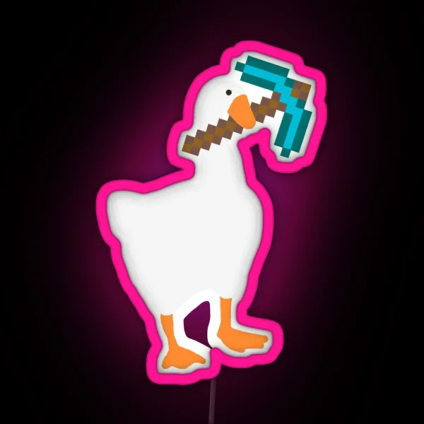 Horrible Goose Stolen Diamond Pickaxe RGB Neon Sign