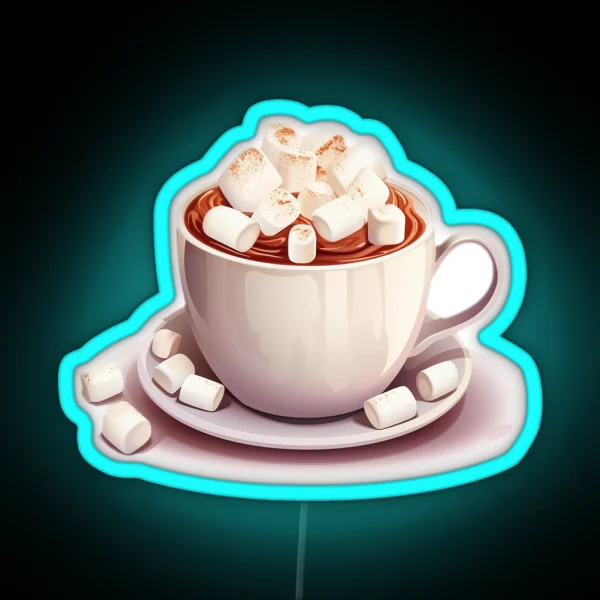 Hot Chocolate Topped With Playful Marshmallows RGB Neon Sign