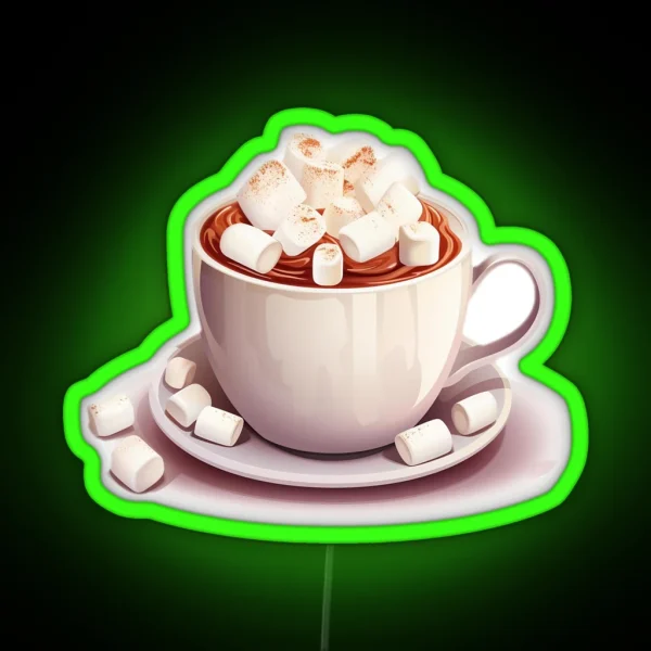 Hot Chocolate Topped With Playful Marshmallows RGB Neon Sign