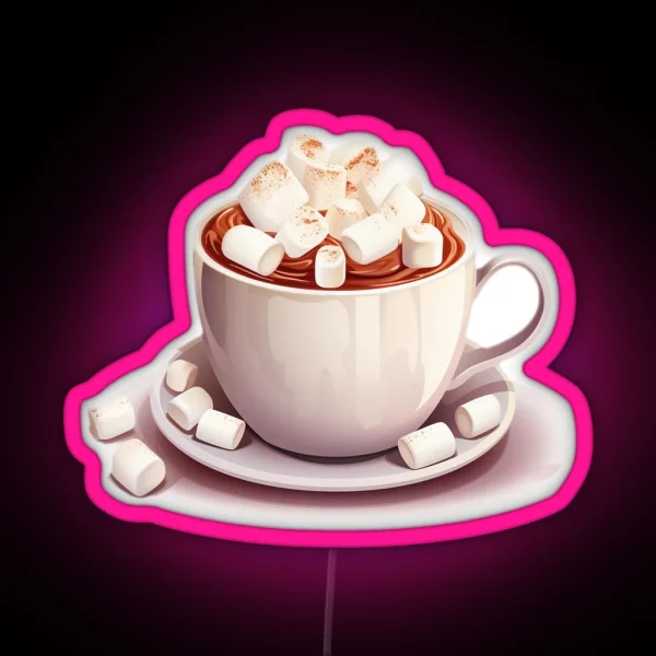 Hot Chocolate Topped With Playful Marshmallows RGB Neon Sign