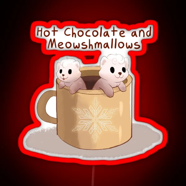 Hot Chocolate With Marshmallows Cat Pun RGB Neon Sign