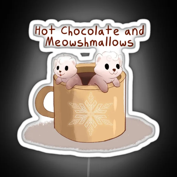 Hot Chocolate With Marshmallows Cat Pun RGB Neon Sign