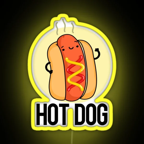 Hot Dog Funny Hot Dog Food Puns RGB Neon Sign