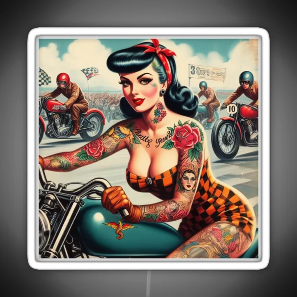 Hot Motorcycle Pin Up RGB Neon Sign
