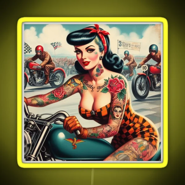 Hot Motorcycle Pin Up RGB Neon Sign