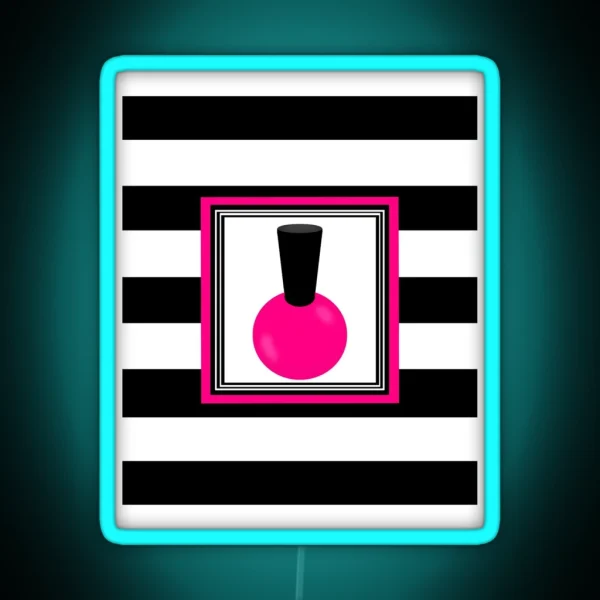 Hot Pink And Black Striped Nail Polish RGB Neon Sign