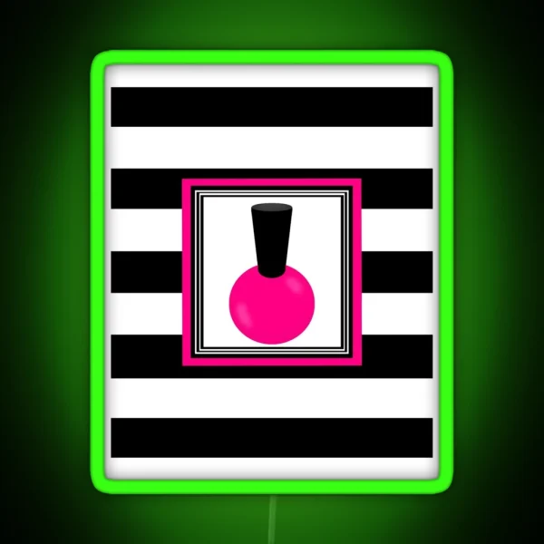 Hot Pink And Black Striped Nail Polish RGB Neon Sign