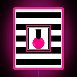 Hot Pink And Black Striped Nail Polish RGB Neon Sign