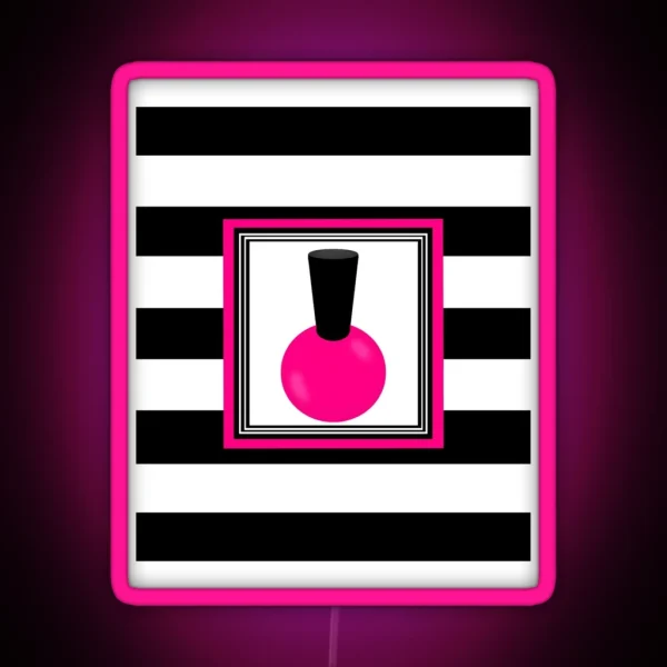Hot Pink And Black Striped Nail Polish RGB Neon Sign