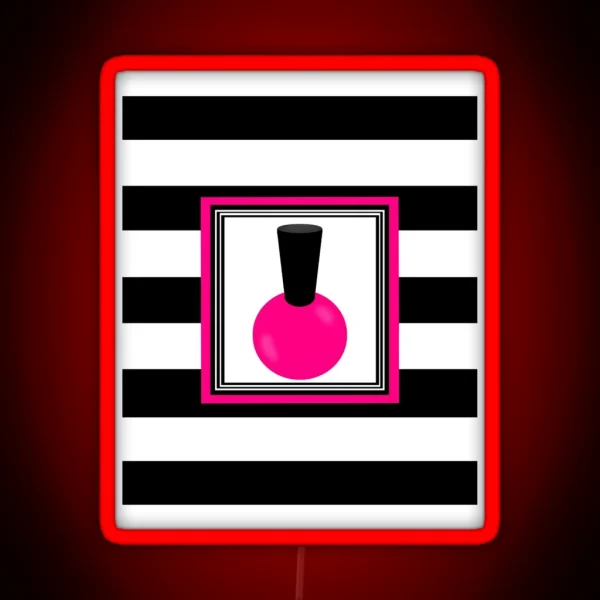 Hot Pink And Black Striped Nail Polish RGB Neon Sign