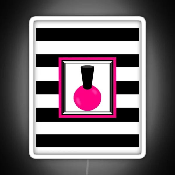 Hot Pink And Black Striped Nail Polish RGB Neon Sign