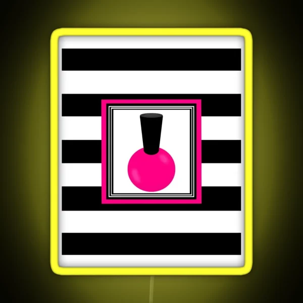 Hot Pink And Black Striped Nail Polish RGB Neon Sign