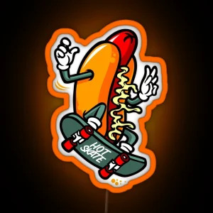 Hotdog Skating Hot Skate RGB Neon Sign