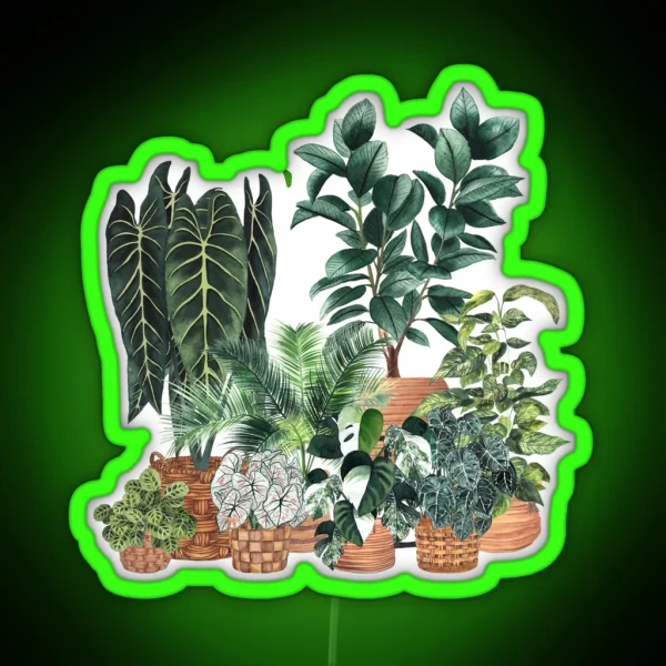 House Plants Illustration 7 RGB Neon Sign