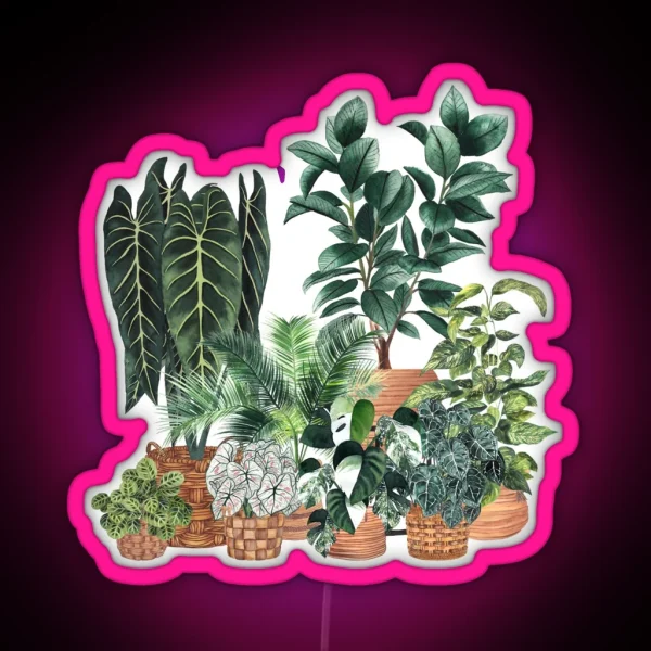 House Plants Illustration 7 RGB Neon Sign