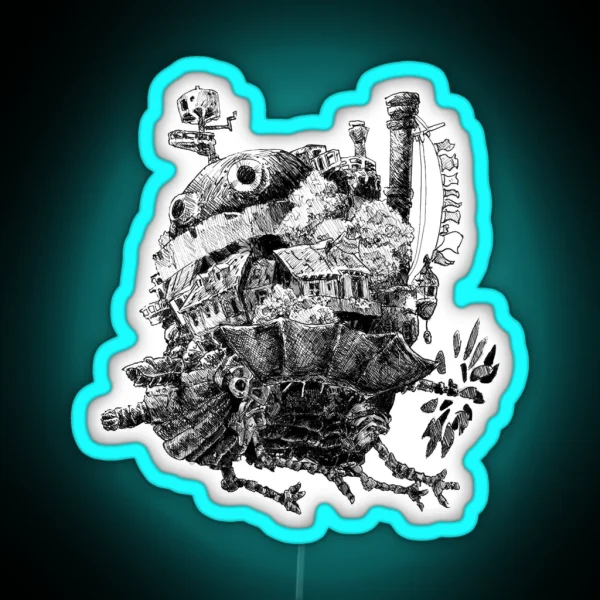Howl S Moving Castle Flying RGB Neon Sign