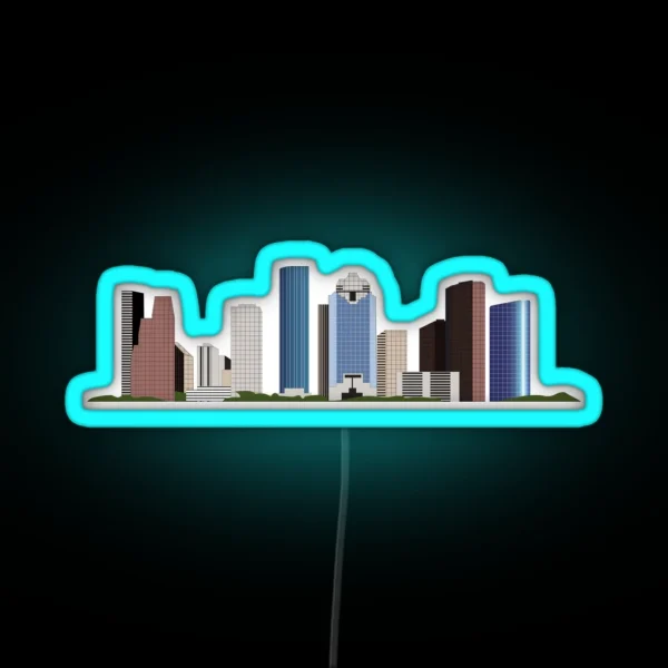 HTX Houston Downtown Skyline RGB Neon Sign