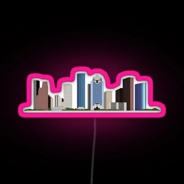 HTX Houston Downtown Skyline RGB Neon Sign