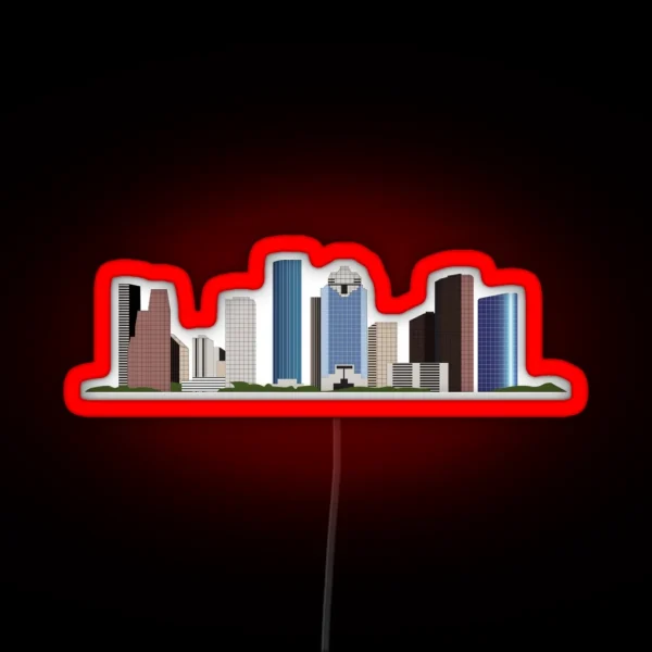 HTX Houston Downtown Skyline RGB Neon Sign