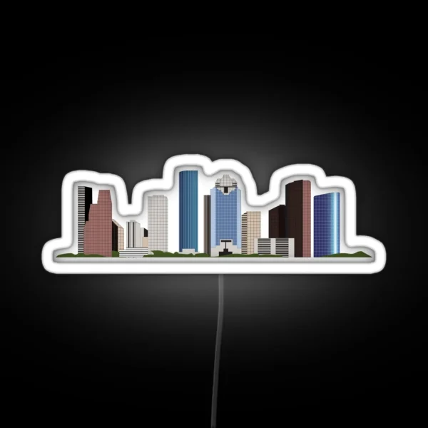 HTX Houston Downtown Skyline RGB Neon Sign