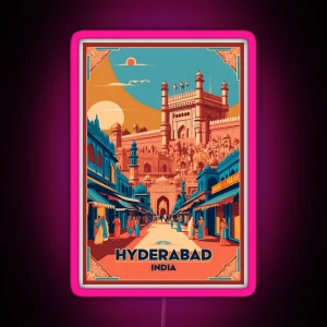 Hyderabad India Vintage Travel Tourism RGB Neon Sign