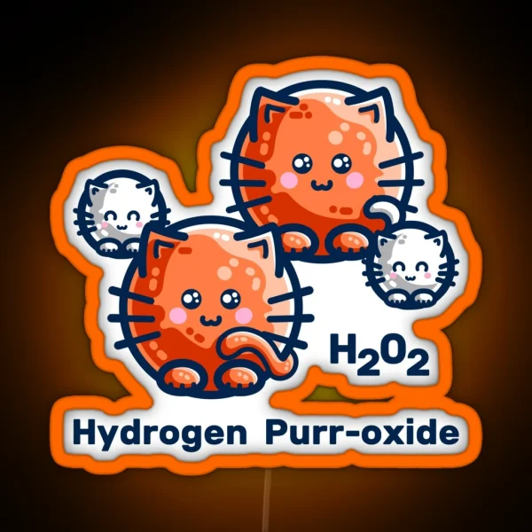 Hydrogen Purr Oxide Cat Chemistry Pun RGB Neon Sign