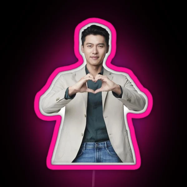 Hyun Bin Heart Gesture RGB Neon Sign