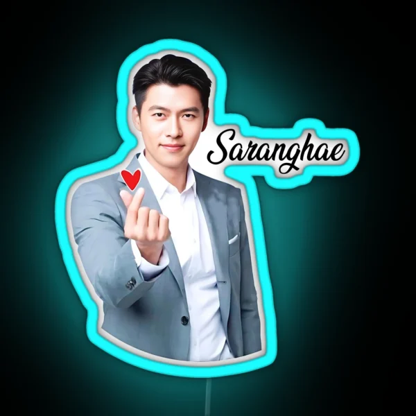Hyun Bin Saranghae Korean Actor RGB Neon Sign