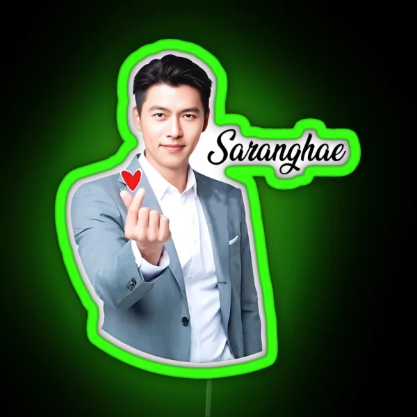Hyun Bin Saranghae Korean Actor RGB Neon Sign