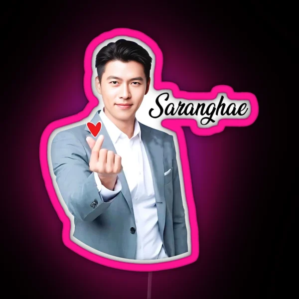 Hyun Bin Saranghae Korean Actor RGB Neon Sign