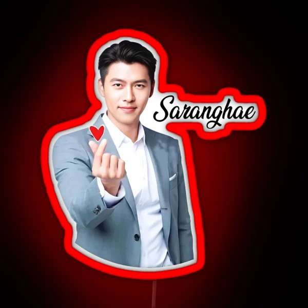 Hyun Bin Saranghae Korean Actor RGB Neon Sign