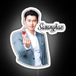 Hyun Bin Saranghae Korean Actor RGB Neon Sign