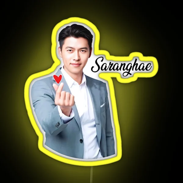 Hyun Bin Saranghae Korean Actor RGB Neon Sign