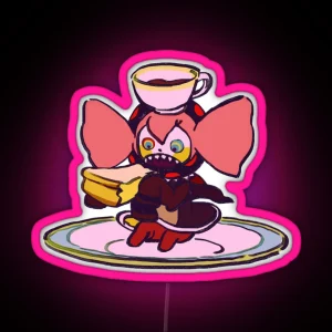 I Draw Charlotte Eating Cheesecake And Coffee On A Plate Madoka Magica RGB Neon Sign