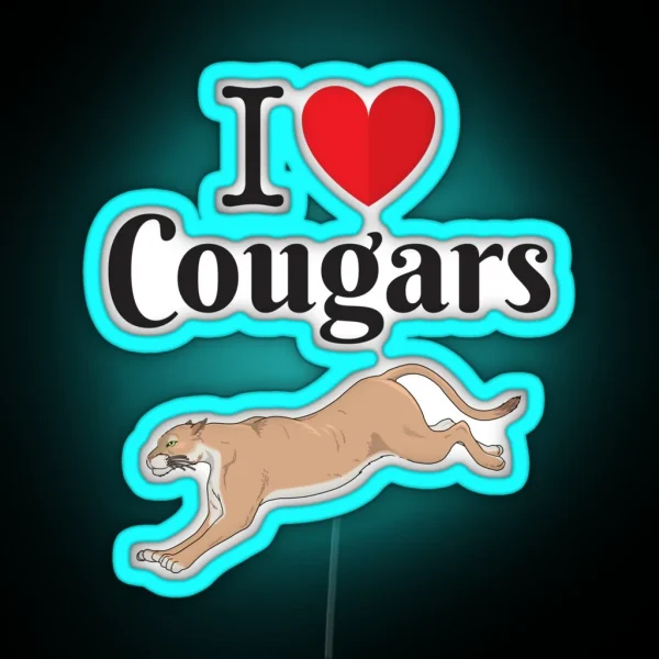 I Love Cougars RGB Neon Sign
