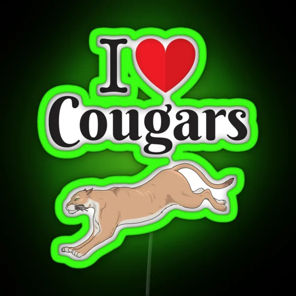 I Love Cougars RGB Neon Sign