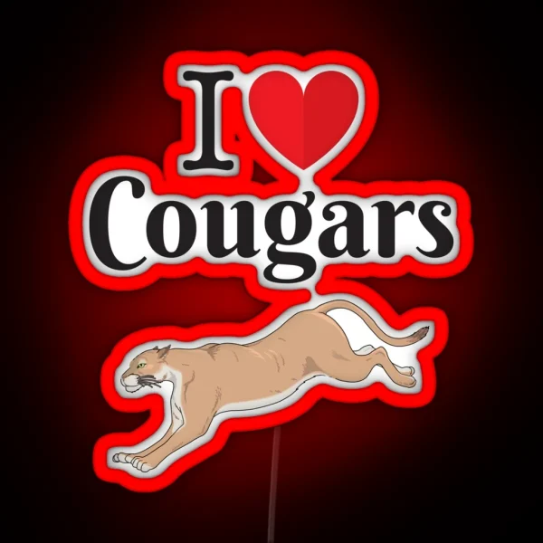 I Love Cougars RGB Neon Sign
